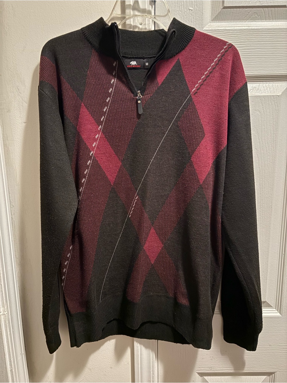 Red Rhino Executive Collection 1/4 Zip Pullover Burgundy and Black Sweater